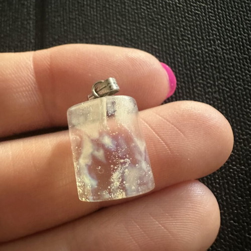 Handmade resin pendant with galaxy effect, rectangular