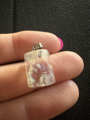 Handmade resin pendant with galaxy effect, rectangular