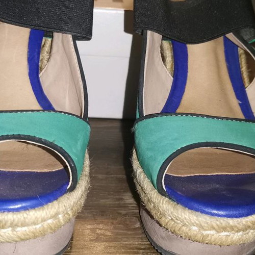 Schutz wedge sandals used, multicolor, size 38