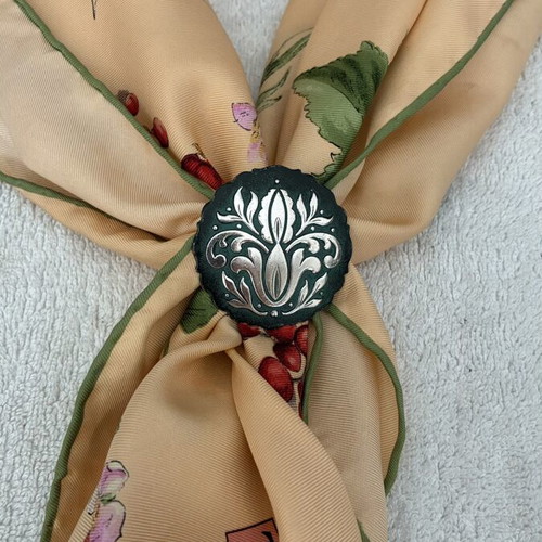 Vintage scarf ring with Art Nouveau floral design