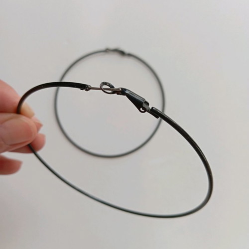 Earrings large black hoop used