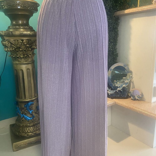 Lilac iridescent pleated palazzo pants