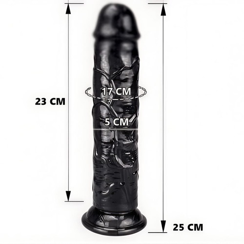 Black Dildo Μαύρο Πέος Σιλικόνης Καινούργιο 25cm Αδιάβροχο Ελαστικό