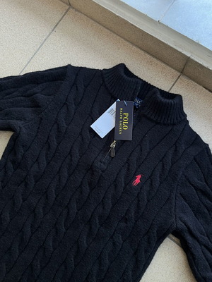 Ralph Lauren Quarter Zip Knit Sweater new, black, size M