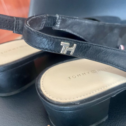 Tommy Hilfiger Feminine Leather Slingback Pumps like new, black, size 38
