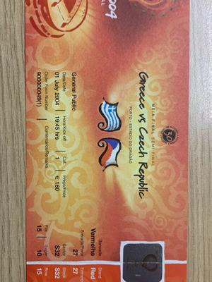 Euro 2004 Ticket Semifinal Greece vs Czech Republic new, collectible