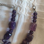 Multi-strand natural amethyst necklace, boho style