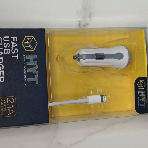 HYT Fast USB 2.1A Car Charger with Lightning Cable new