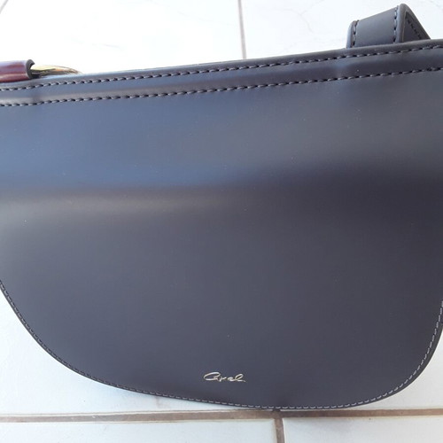 Axel crossbody bag new, gray with red leather interior
