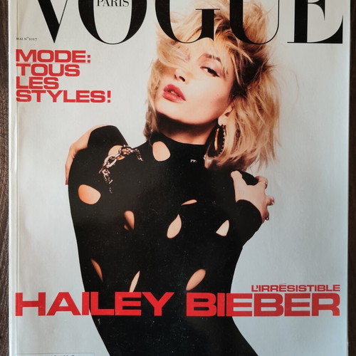 Vogue Paris May 2021 magazine with Hailey Bieber cover