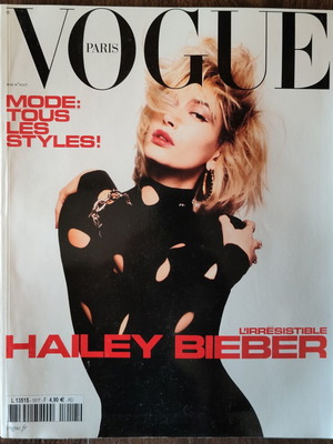 Vogue Paris May 2021 magazine with Hailey Bieber cover