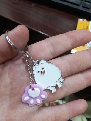 Keychain white dog paw
