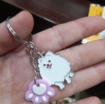 Keychain white dog paw