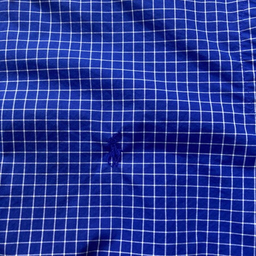 Ralph Lauren long sleeve shirt XL, dark blue white checked, dark blue pony