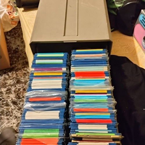 Vintage Apple Macintosh Software Library with 200+ 3.5" Floppy Disks in 2 Posso Drawers used