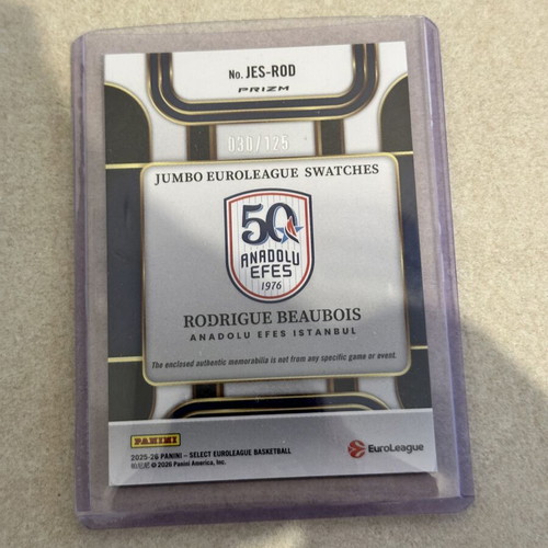 Rodrigue Beaubois Jumbo EuroLeague Swatches Patch Relic 2025-26 Panini Select