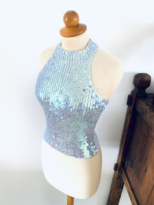 Vintage Veloudakis top turquoise size S like new
