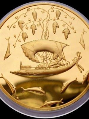Μετάλλιο Ο Διόνυσος σε πλοίο proof 24Κ σαν καινούργιο