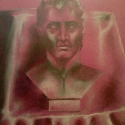 Alexander the Great bust drawing with pencil and pastel, new