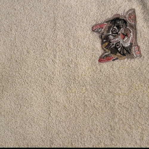 Face Towels with Embroidered Cat, Like New, Soft Yellow