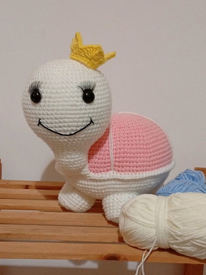 Crocheted turtle handmade with safety eyes