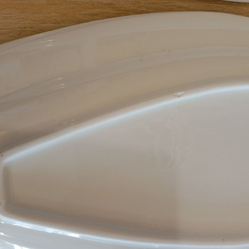 Serving platter set used, white, 46 cm length