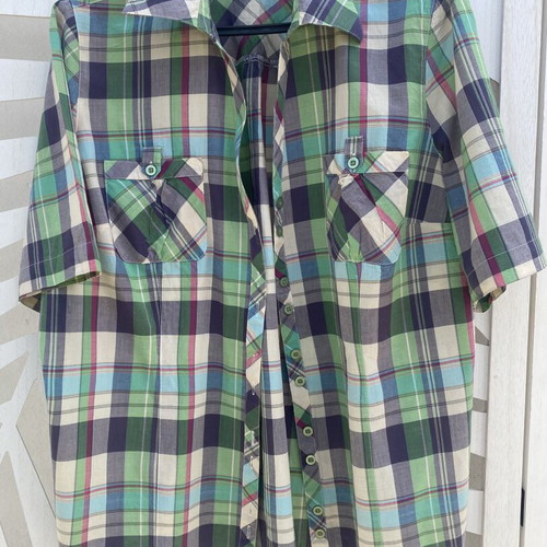 Checked shirt like new, summer short sleeve, multicolor, size L