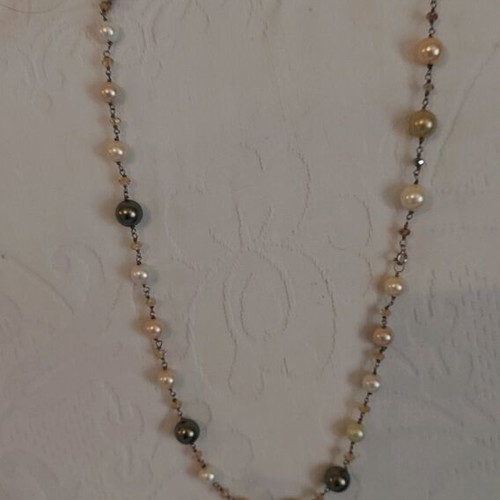 Handmade 925 Silver Set Necklace and Bracelet with Pearls New