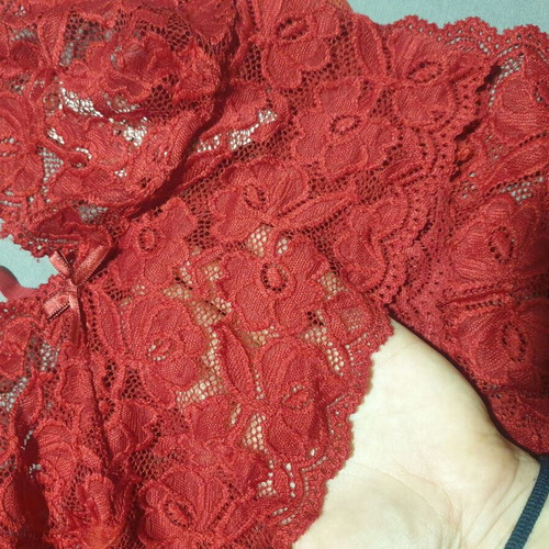 Bralette and bottom set Prestige new, burgundy lace L/XL