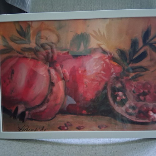 Painting "Pomegranate" in 20×30cm frame, signed