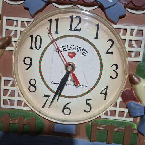 Wall clock 34 cm plastic, decorative for kids' room