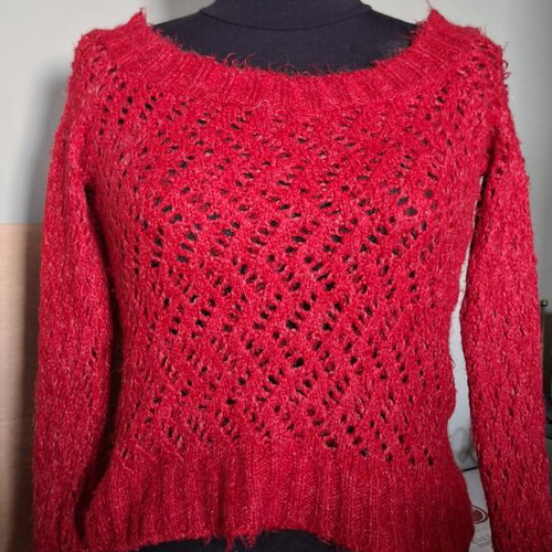 Vintage Red Burgundy Knitted Blouse Miss Denim new, size S/M