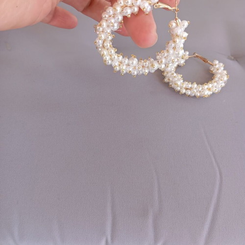 Pearl hoop earrings like new