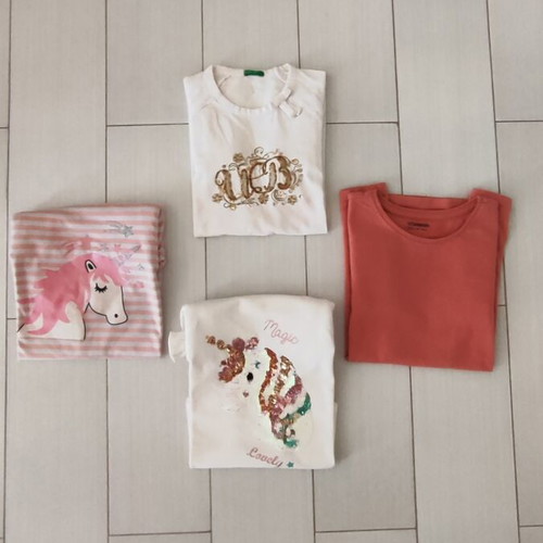 Long-sleeve T-shirts for Girls size 10 like new, multicolor, pack of 4