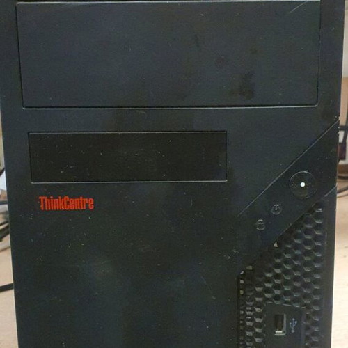 Lenovo desktop computer used with Windows 10, monitor, keyboard, and mouse