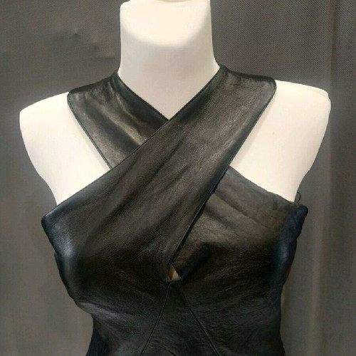 Gil Santucci evening dress like new, size M, black and grey leatherette