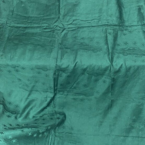 Cotton fabric green new with Mercedes logo and car
