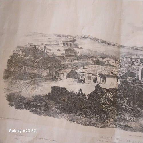 Lithography Panorama of Athens 1835 used