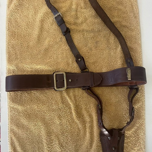 Military belt Sam Brown officer Greek army like new with sword frog
