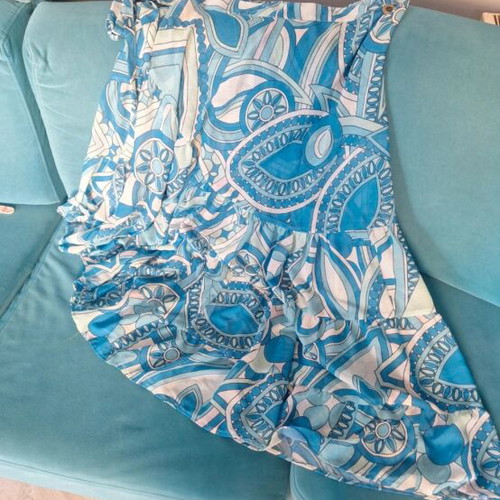 Lynne semi-transparent skirt and crop top set like new, white and blue