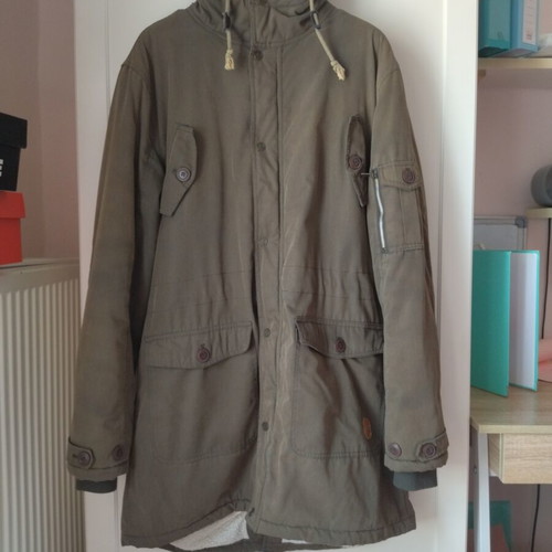 Tokyo Laundry men's parka jacket XL used, khaki with sherpa lining