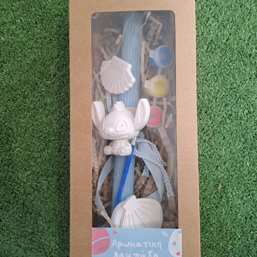 Stitch Easter Candle "Paint It" new with ceramic decorations