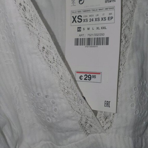 Zara white dress xsmall new, short above the knee