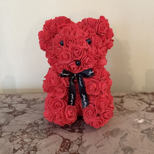 Rose Teddy Bear like new, handmade with foam roses