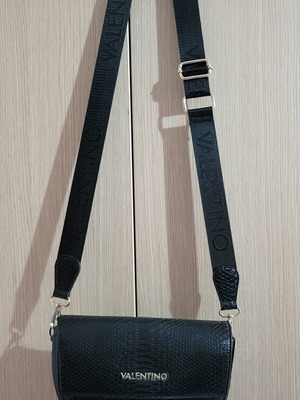 Valentino shoulder bag, black with logo strap