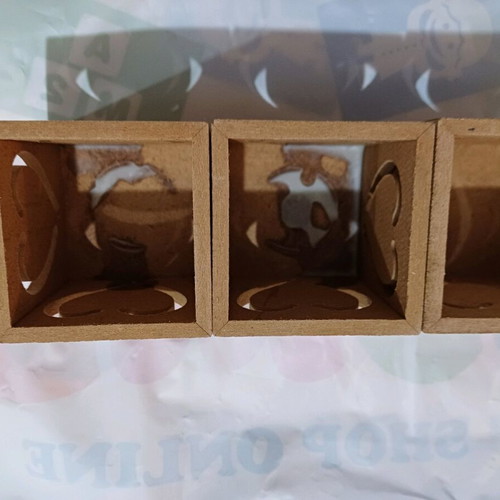 Wooden candlesticks used, set of 4 for tealight candles
