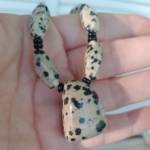 Dalmatian Jasper Handmade Necklace like new, natural stones