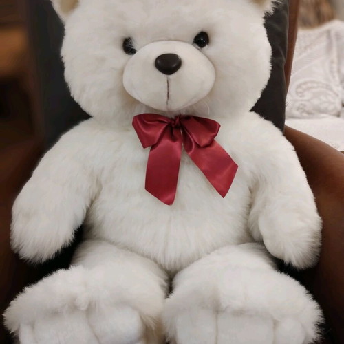 Stuffed bear 80cm like new with red bow