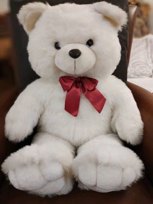 Stuffed bear 80cm like new with red bow