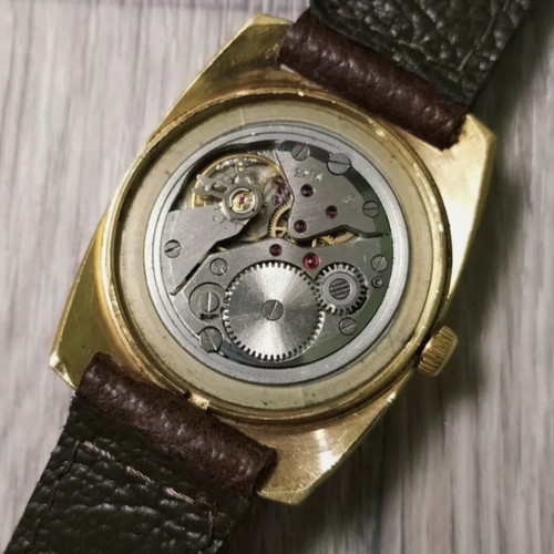 Wostok gold-plated mechanical watch used, brown and gold